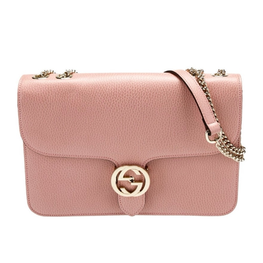 GUCCI Interlocking GG Crossbody Leather Shoulder Bag